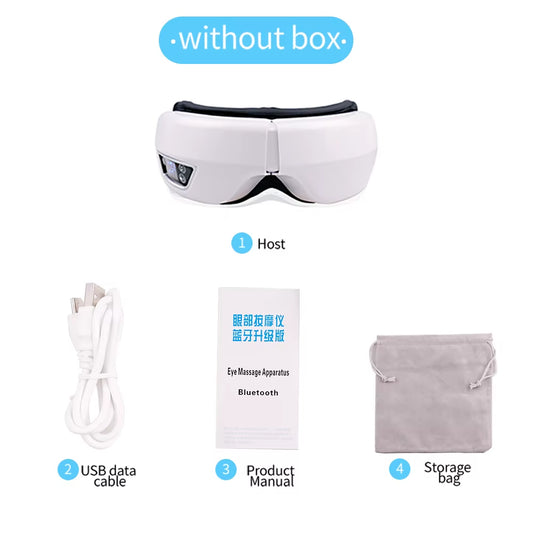 Masajeador de ojos inteligente 6D con vibración: instrumento de cuidado ocular con compresión de bolsa de aire, música por Bluetooth, máscara de masaje ocular para dormir, relajación de los ojos y alivio de la fatiga.