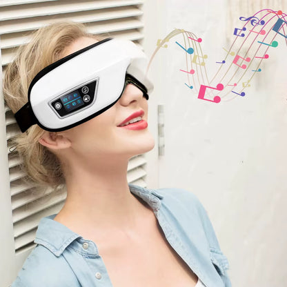 Masajeador de ojos inteligente 6D con vibración: instrumento de cuidado ocular con compresión de bolsa de aire, música por Bluetooth, máscara de masaje ocular para dormir, relajación de los ojos y alivio de la fatiga.
